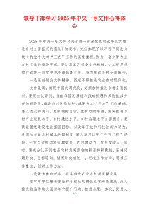 领导干部学习2025年中央一号文件心得体会