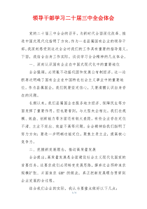 领导干部学习二十届三中全会体会