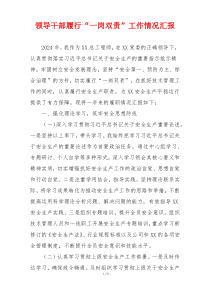 领导干部履行“一岗双责”工作情况汇报