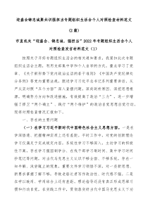 2篇迎盛会铸忠诚聚共识强担当专题组织生活会个人对照检查材料范文docx
