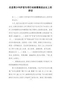在县青少年护苗专项行动部署推进会议上的讲话
