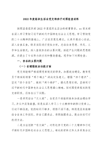 3篇20XX年度组织生活会党支部班子及个人对照检查材料