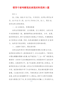 领导干部考察现实表现材料范例3篇