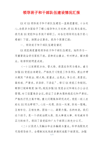 领导班子和干部队伍建设情况汇报