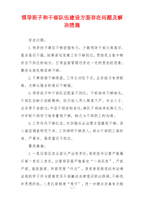 领导班子和干部队伍建设方面存在问题及解决措施