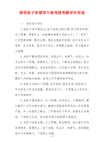 领导班子和领导干部考核考察评价用语