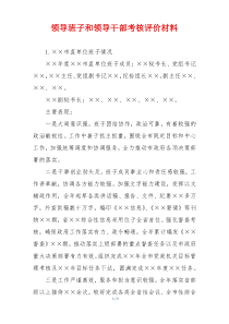 领导班子和领导干部考核评价材料