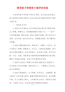领导班子和领导干部评价用语