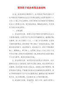 领导班子政治表现自查材料