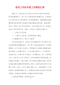 驻村工作队年度工作情况汇报