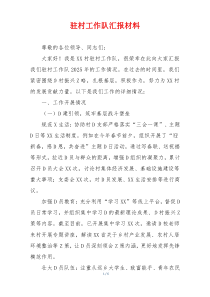 驻村工作队汇报材料