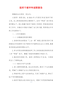 驻村干部半年述职报告