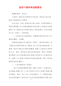 驻村干部年终述职报告