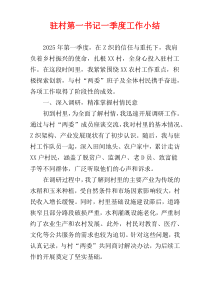 驻村第一书记一季度工作小结