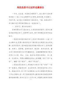 高校党委书记述职述廉报告