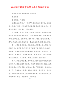 在创建文明城市动员大会上的表态发言