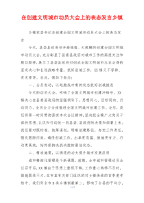 在创建文明城市动员大会上的表态发言乡镇