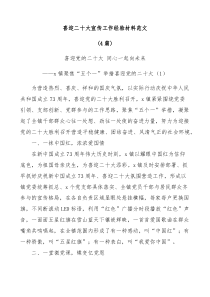 4篇喜迎二十大宣传工作经验材料范文