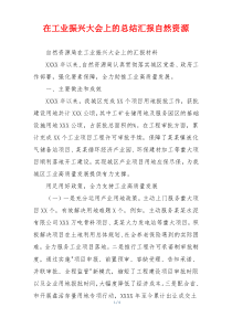 在工业振兴大会上的总结汇报自然资源