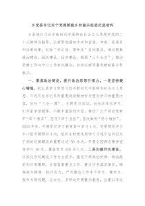 乡党委书记关于党建赋能乡村振兴经验交流材料