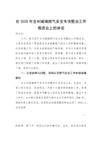 (资料)在2025年全州城镇燃气安全专项整治工作推进会上的讲话