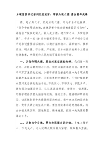 乡镇党委书记培训交流发言常修为政之德勇当青年先锋