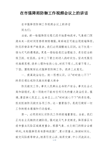 在市强降雨防御工作视频会议上的讲话