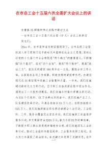 在市总工会十五届六次全委扩大会议上的讲话