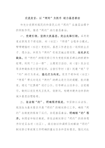 交流发言以两约为抓手助力基层善治