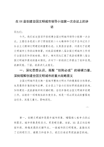 (资料)在XX县创建全国文明城市领导小组第一次会议上的讲话