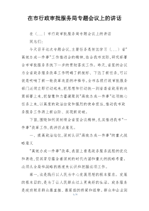 在市行政审批服务局专题会议上的讲话