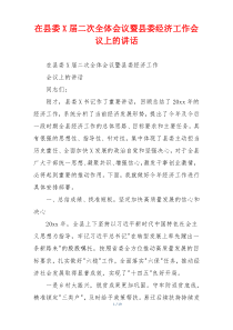 在县委X届二次全体会议暨县委经济工作会议上的讲话