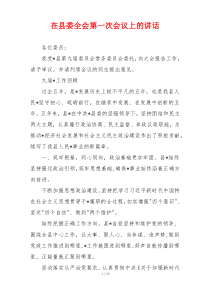 在县委全会第一次会议上的讲话