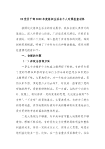 XX党员干部20XX年度组织生活会个人对照检查材料