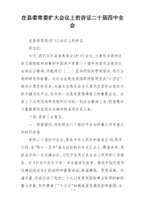 在县委常委扩大会议上的讲话二十届四中全会