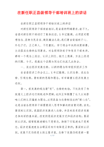 在新任职正县级领导干部培训班上的讲话