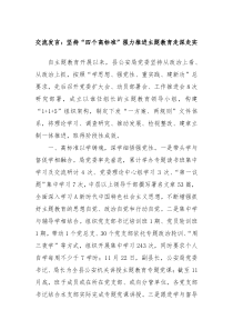 交流发言坚持四个高标准强力推进主题教育走深走实