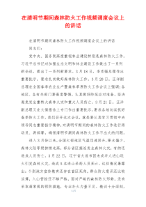 在清明节期间森林防火工作视频调度会议上的讲话