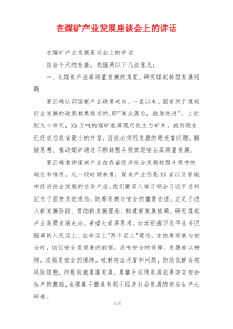 在煤矿产业发展座谈会上的讲话