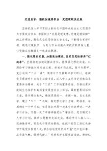 交流发言强根固魂勇担当党旗领航促发展