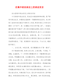 在集中政治谈话上的表态发言