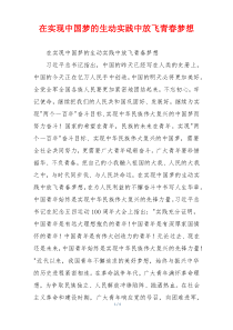 在实现中国梦的生动实践中放飞青春梦想