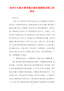 在审计办重大事项请示报告视频培训班上的讲话
