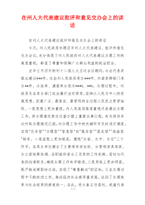 在州人大代表建议批评和意见交办会上的讲话