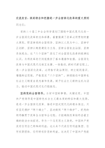 交流发言深刻领会和把握进一步全面深化改革的重大原则