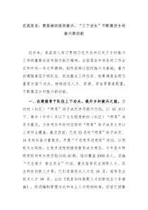 交流发言聚焦推动组织振兴三下功夫不断激活乡村振兴新动能