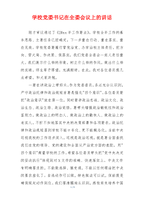 学校党委书记在全委会议上的讲话