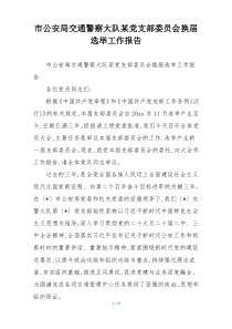 市公安局交通警察大队某党支部委员会换届选举工作报告