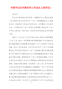 市委书记在市委农村工作会议上的讲话1
