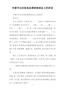 市委书记在赴某县调研座谈会上的讲话